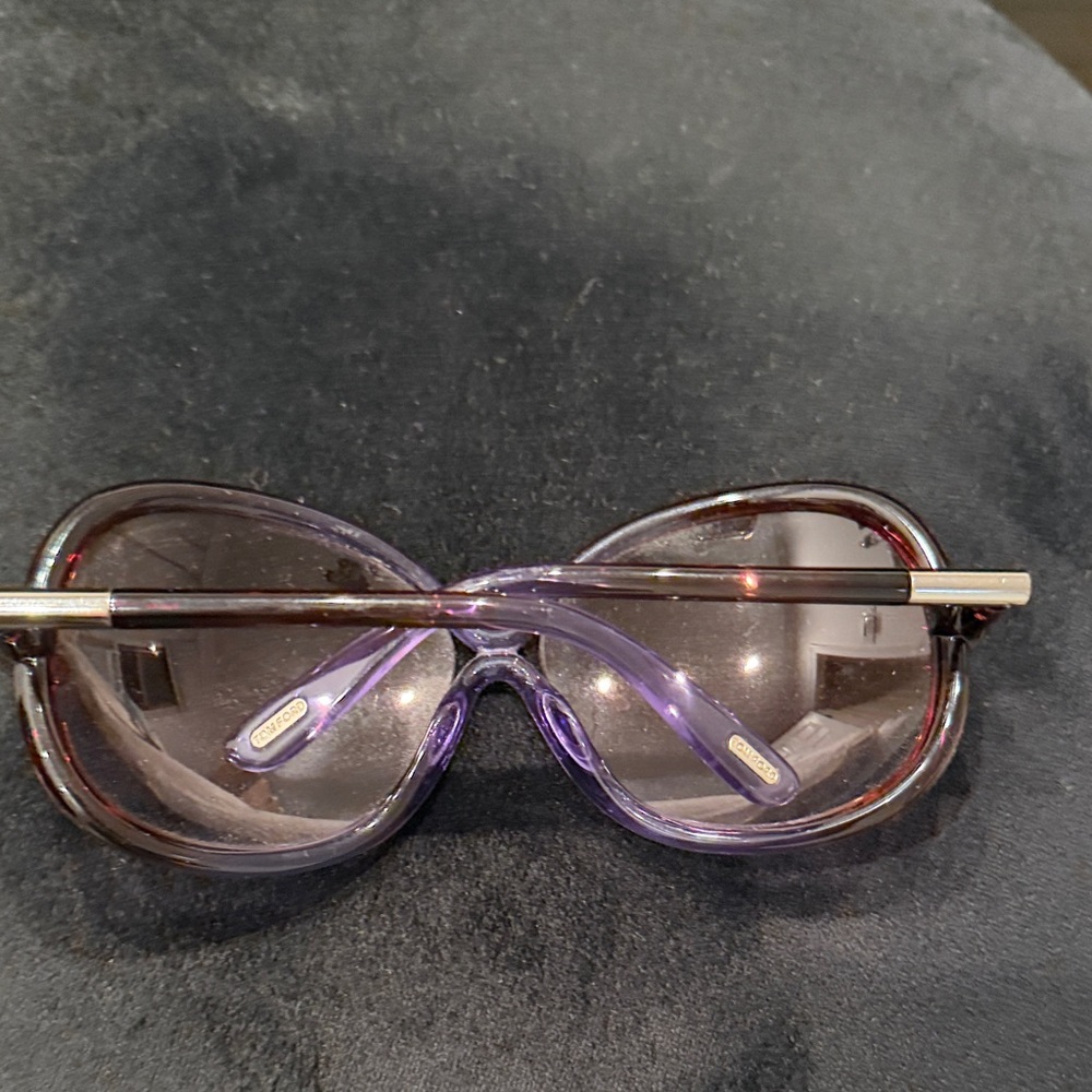 Tom Ford Translucent Purple Round Sunglasses - image 3